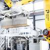 Robotic palletizer - view of the end of arm tooling